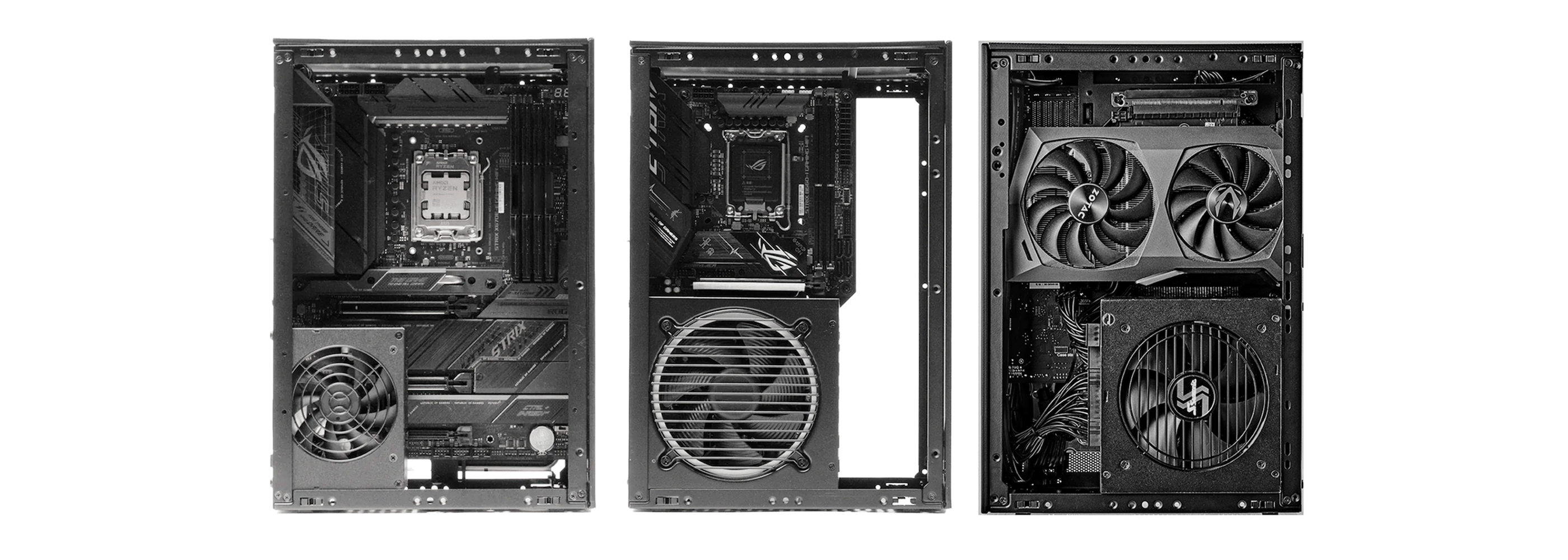 SFX and ATX power supply clearance reference with ITX MB or ATX MB in the SSUPD Meshroom S V2